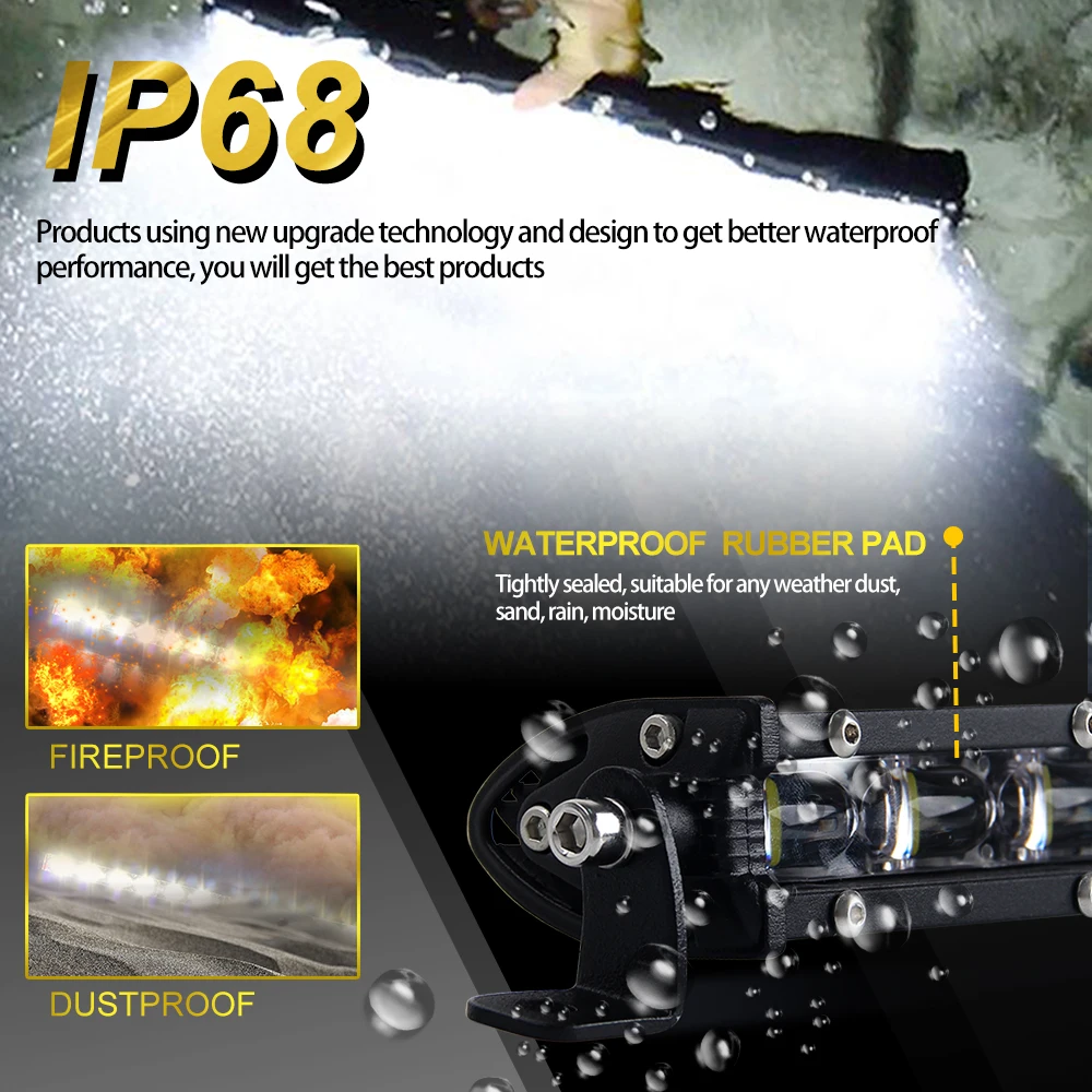 2020 Car Led Bar E Mark Single Row 90w 120W 180W ATV 24 Volt 22 Inch 32INCH 6D Super Slim offroad Led Light Bar