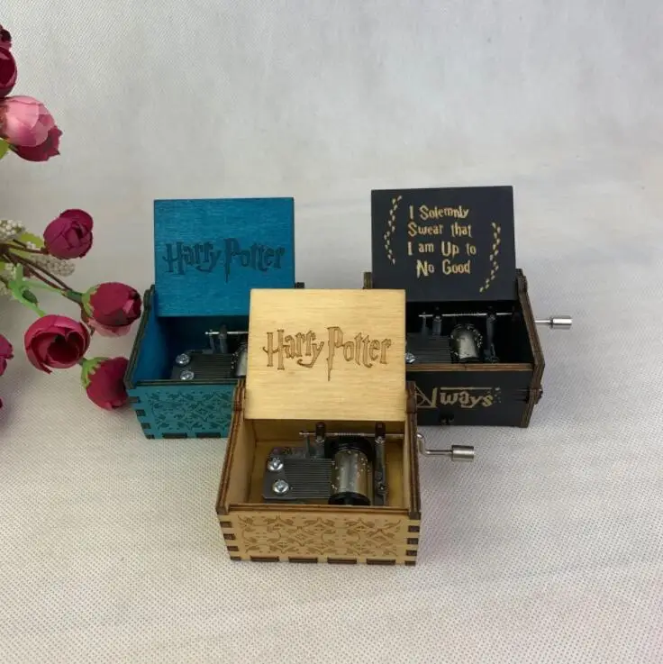 Hot Sale Black Color Hand Crank Mini Custom Diy Wooden Music Box