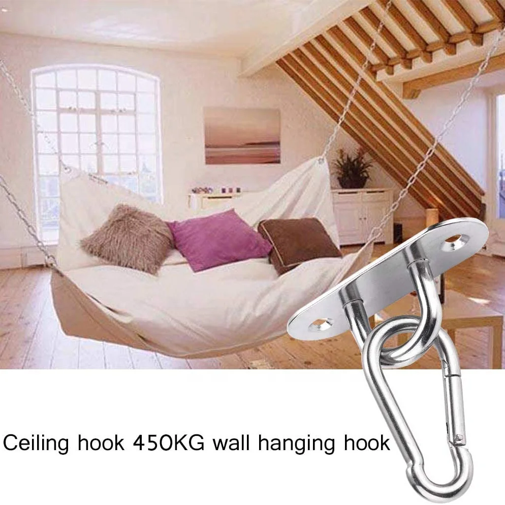 Stainless Steel Wall Mount Swing Hammock Hook Hanger Boat Rigging Loop U-Shaped Design Screws