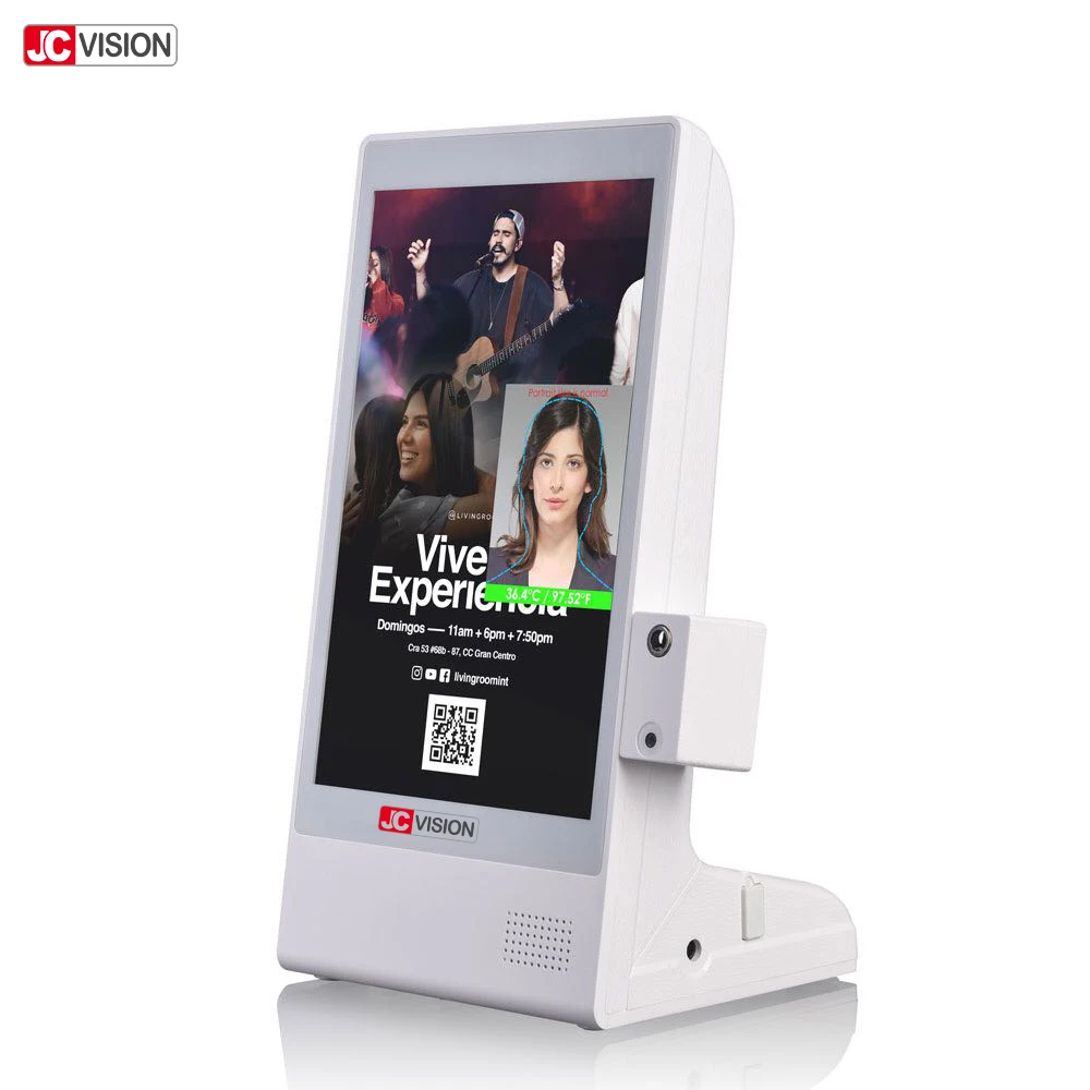 Jcvision 8 дюймов Wi-Fi дисплей рекламы с измерением температуры меню Powerbank для ресторана