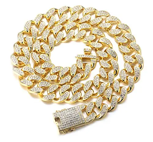 Men Hip Hop Lab Grown Diamond Jewelry 14mm Gold Plated Iced Out Cuban Chain Bracelet Necklace Diamond Cuban Chain
