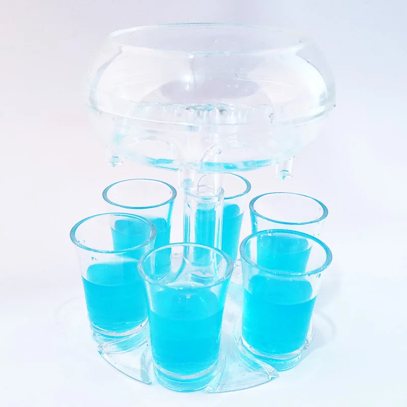 Factory Sale 6 Shot Glass Dispenser And Holder Wine Whisky Beer Dispenser Rack Bar Accessories Party Games Drinking Tools