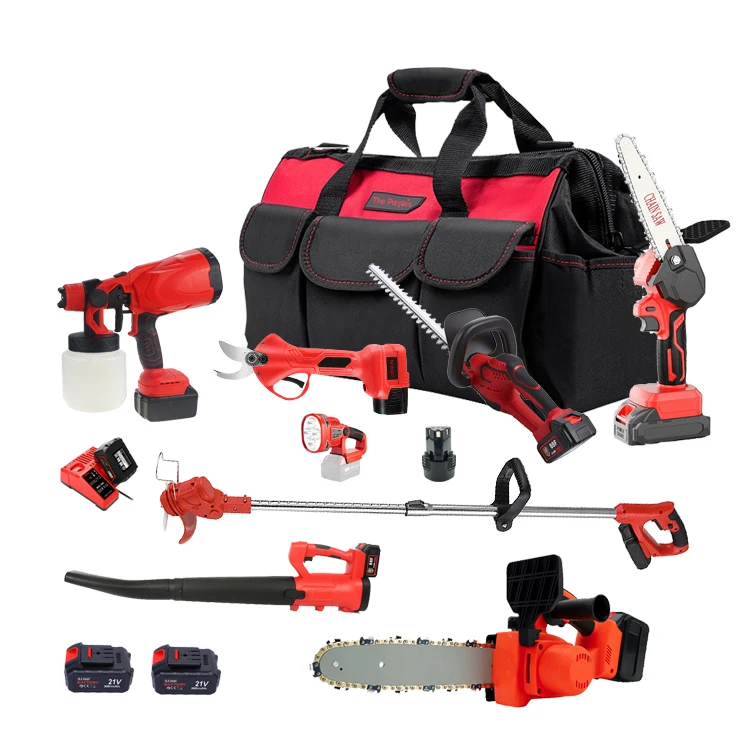 Professional Manufacturer Portable Garden Tools Set 10 Pieces Lithium Wireless Electric Garden Power Tool Sets for Wholesales