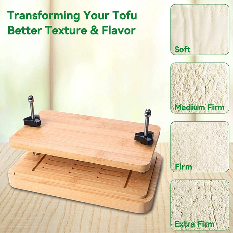 High Quality Creative Kitchen Making Tofu Tool Bamboo Wooden Tofu Press With Water Drying Tray