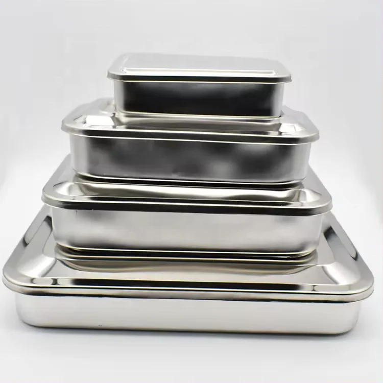 medical Stainless steel surgical instruments sterilization tray box with cover sterilization box with hole without hole