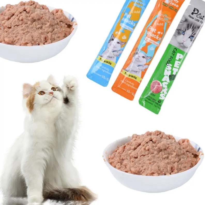 Factory sale 12g cat wet food sticks wholesale Cat Treat pet Kittens Snack Treat 5 flavors delicious Cat Strips