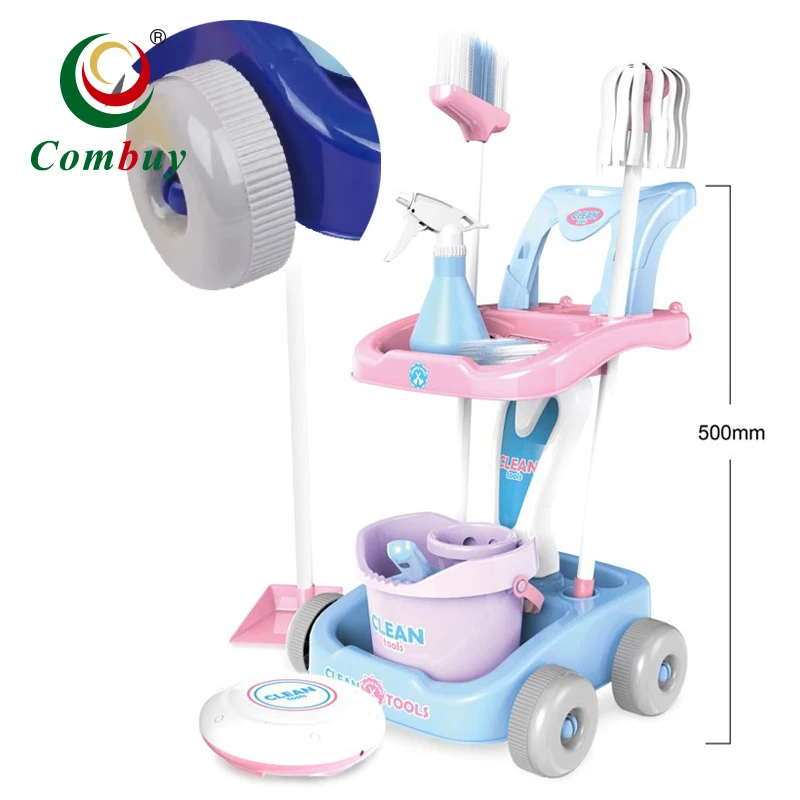Pretend play trolley floor mopping robot cleaning set toy