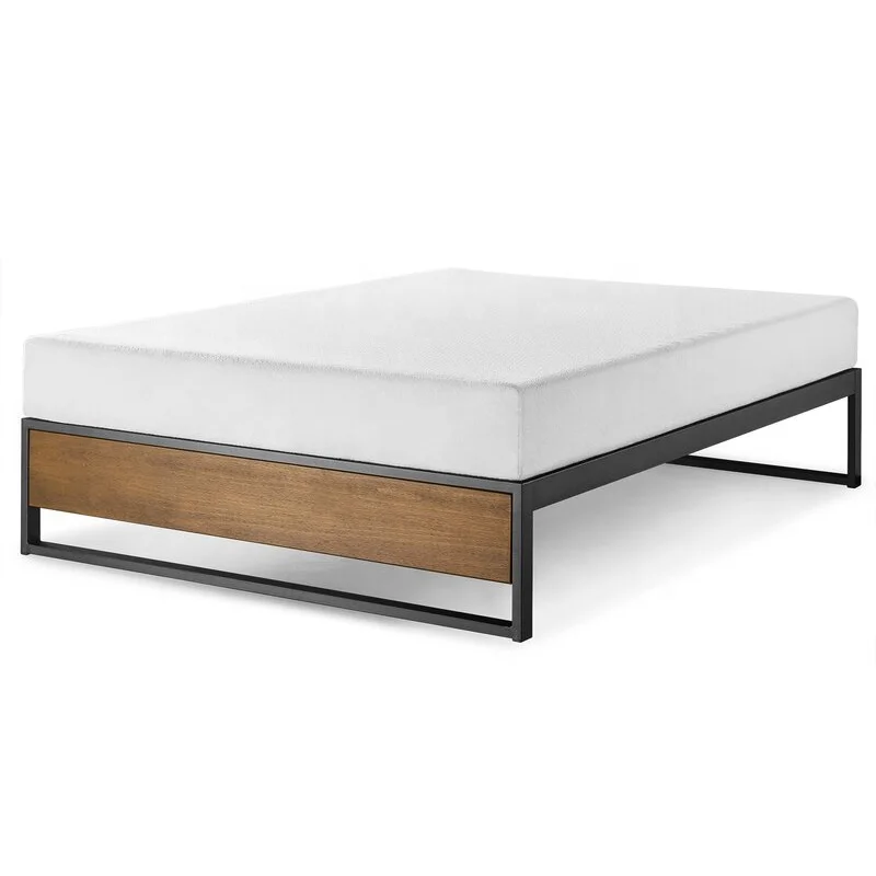 JZD wrought iron wood bed home furniture for sale metal bed frame King size double bed