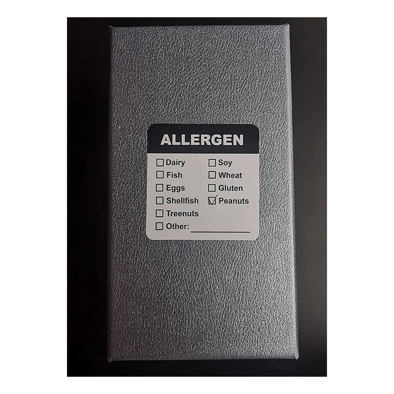 Custom Printing Square Pink Adhesive Allergy Label Food Allergen Warning Stickers for Party Restaurants