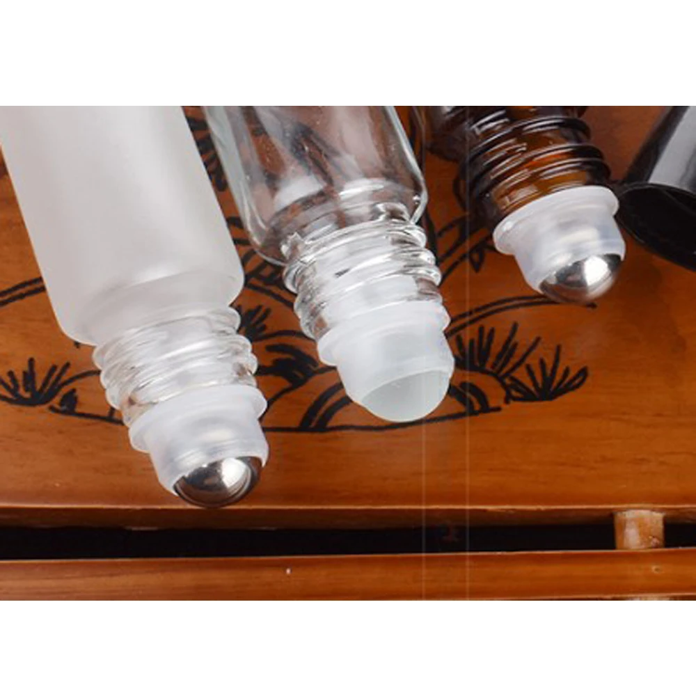 Variety Of Styles Wholesale Price 5ml 10ml 15ml 20ml 30ml 50ml Matte Black Glass Roll On Bottle With Plastic Roller Ball