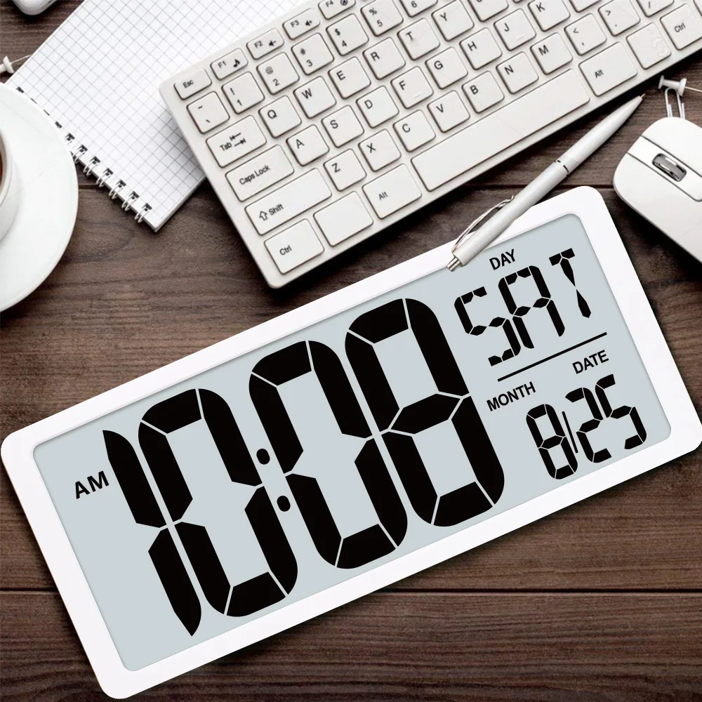 Multi-Function Digital LED Wall Atomic Clock with Moving Alarm Temperature Calendar Display Power Saving for Bedroom Use