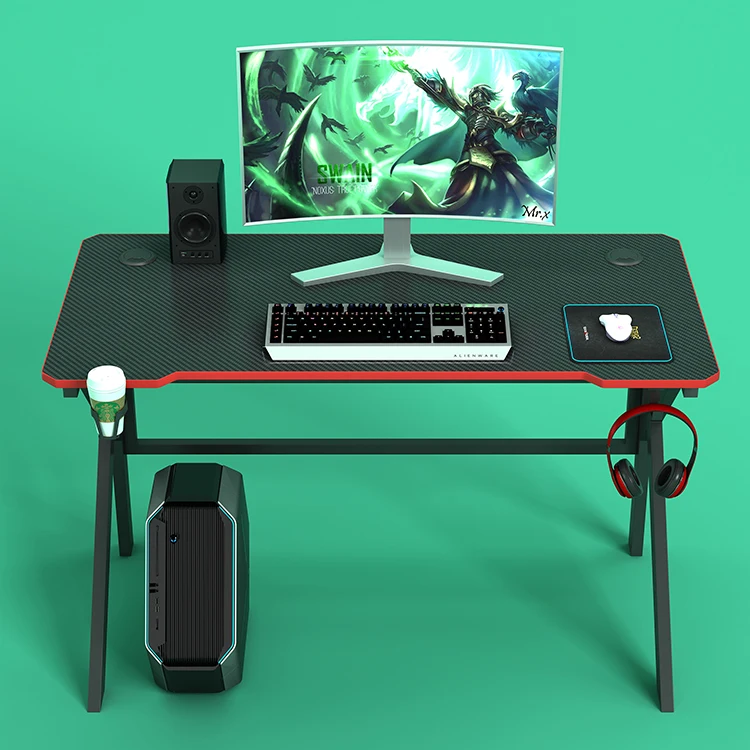 Best selling factory direct price home office gaming  table with LED light laptop gaming desk