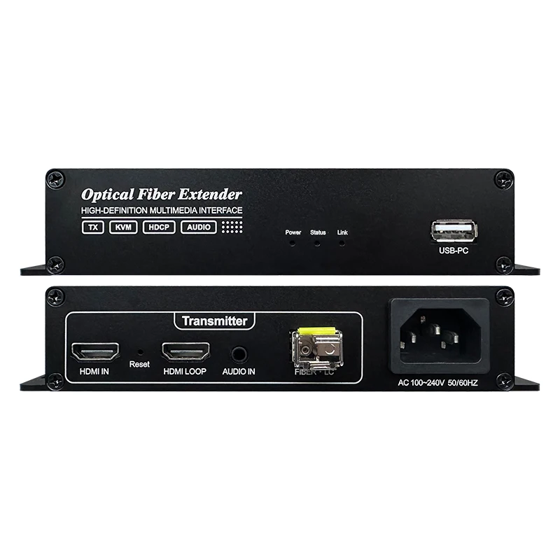 20KM USB HD1.3 KVM Optical Fiber Extender LED Screen Fiber Optical Media Converters LC Port With SFP Module Single Mode 1 Core