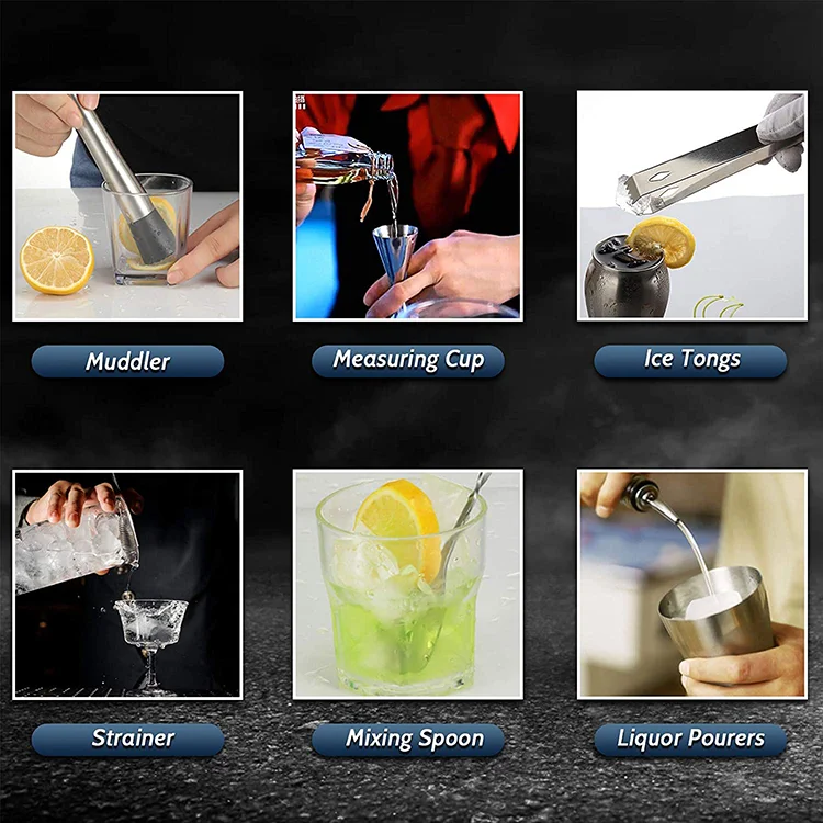 Personalized Colorful Stick Disposable Stainless Steel Cocktail Shakers