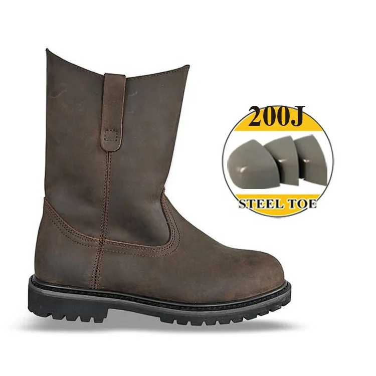 High Quality Security Shoes for Man Mining Woodland Industrial Crazy Horse Leather Upper  With Steel Toe Safety  Working Boots
