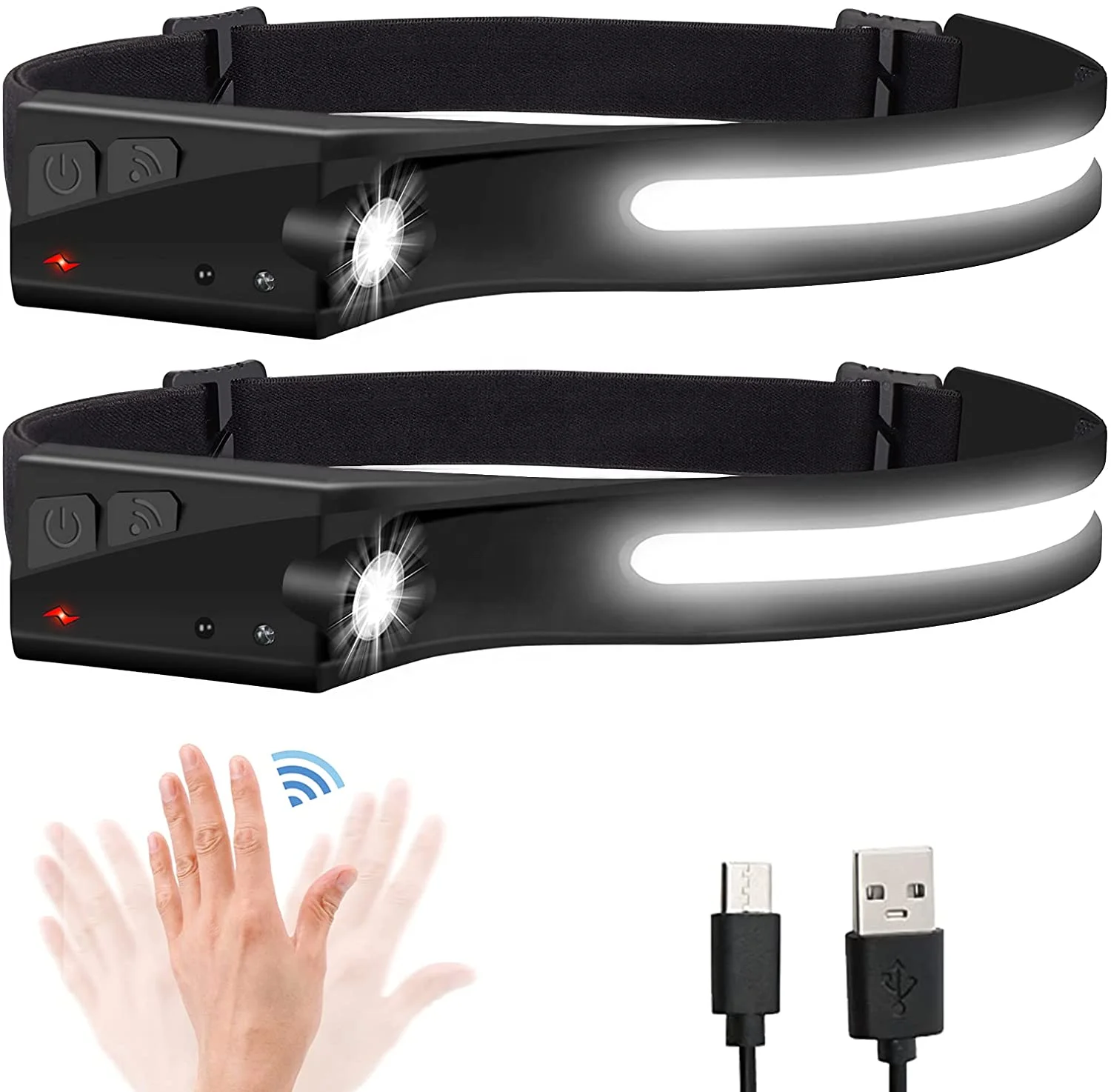 New Cob Head Lamp Led Sensor Rechargeable Running Light Waterproof Headlamps For Hunting