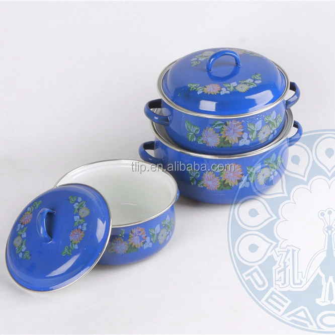 
Жаропрочная эмалированная кастрюля темно-синего цвета с двойными ушками/кухонная посуда/посуда для приготовления пищи 