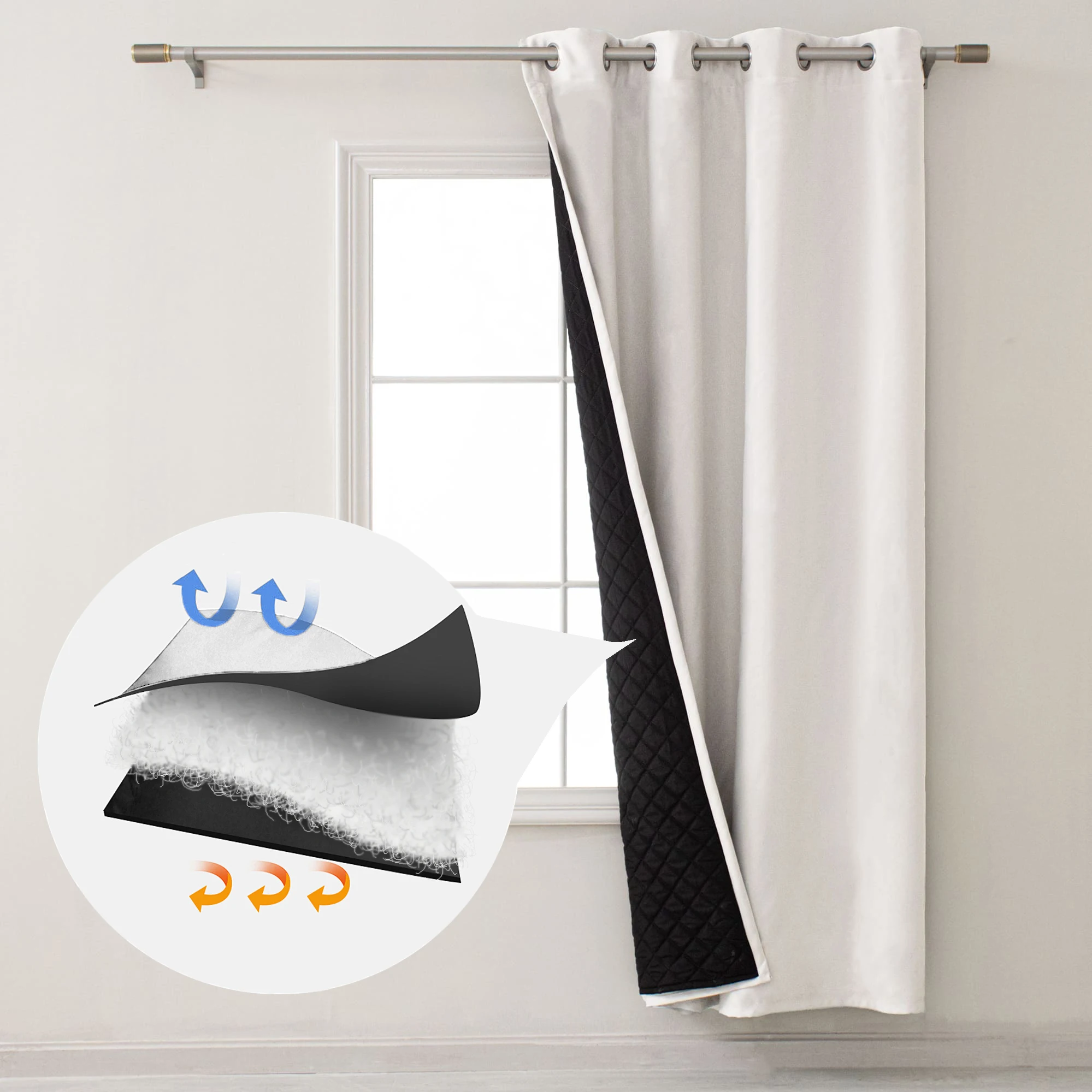 Triple Layer Winter Door Black Out Living Room 100% Shading Sound-proof Thermal Insulated Blackout Curtain For Bedroom