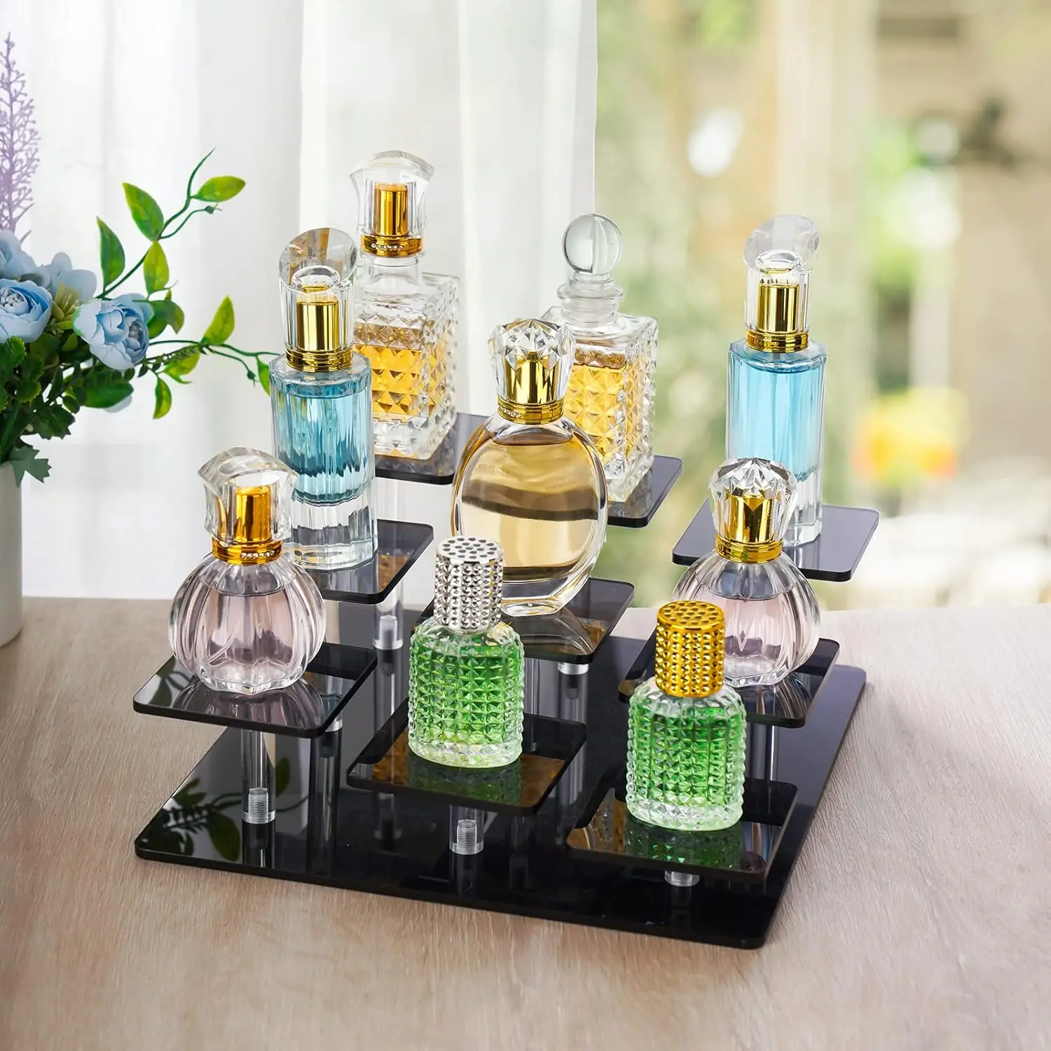 9-Tier Acrylic Display Risers for Funko POP Figures Perfume Organizers  for Cupcake Dessert Collectibles Jewelry for Decoration