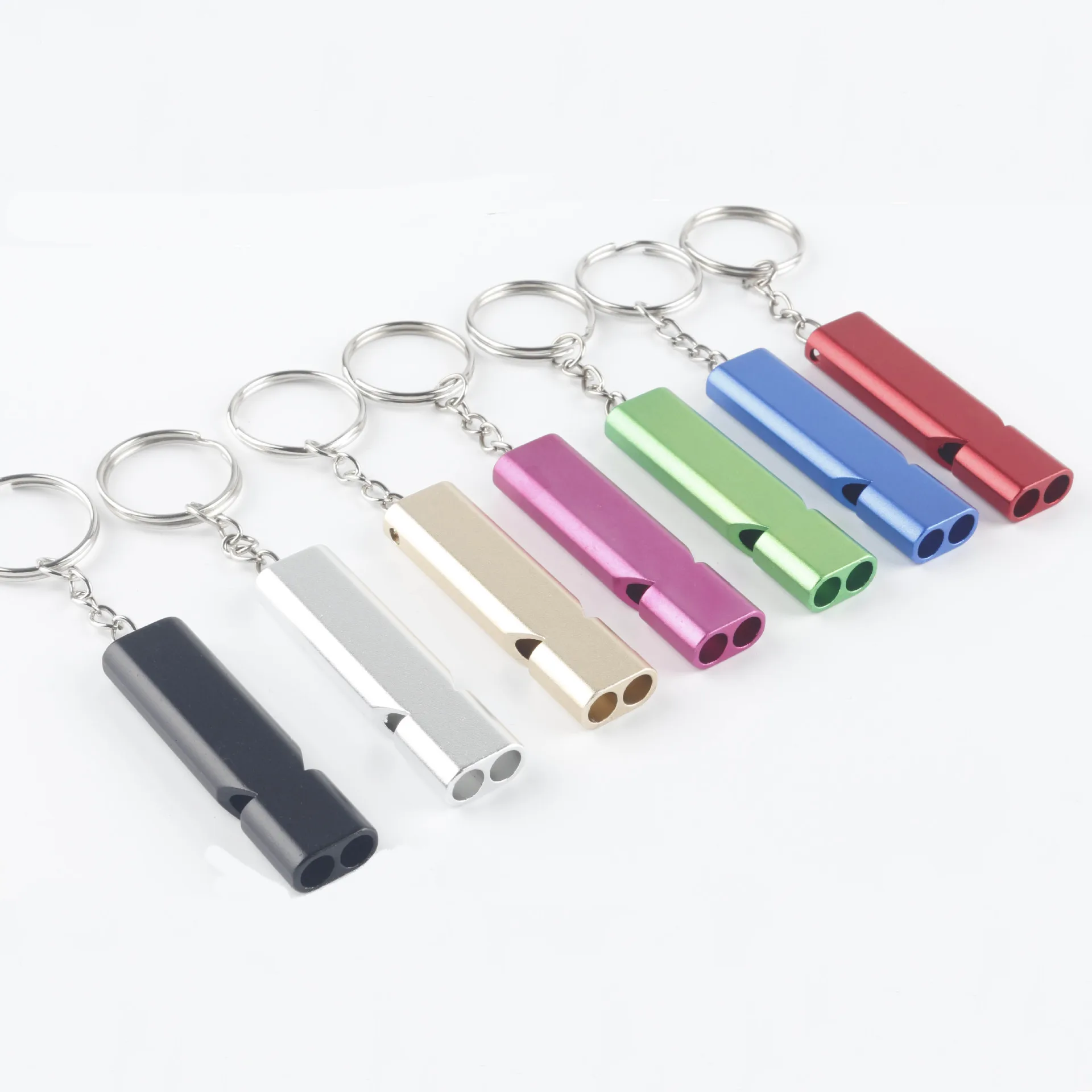 Bulk Outdoor Survival Safety Whistles Black Metal Custom Laser Logo Emergency Whistle Keychain High Frequency Whistle