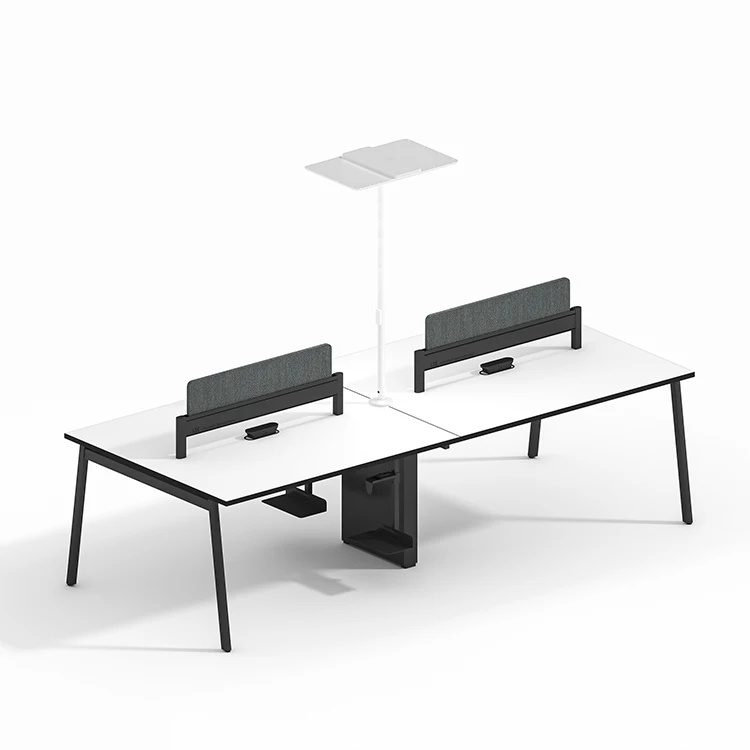 Modern Modular Multi-desk 4 Person Office Workstation Office Furniture Cubicle With Cabinet In the Middle