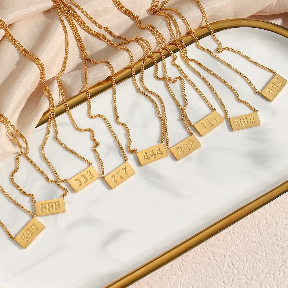 Stainless Steel 111-999 Angel Number Necklace Jewelry Non Tarnish Jewelry 18K Gold Plated Hypoallergenic Jewelry Wholesale