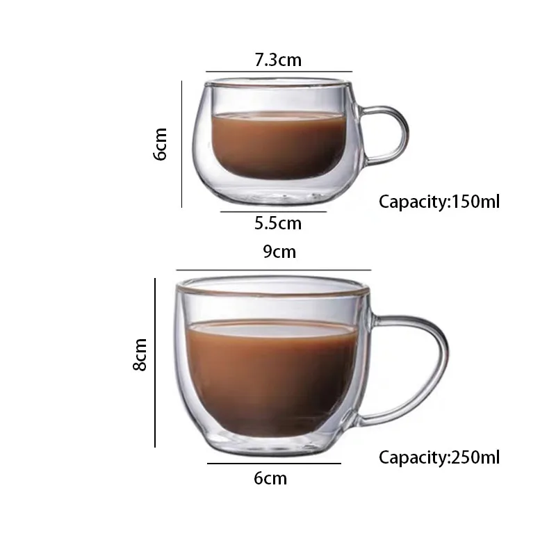 150ml Heat Resistant  Insulated Drinking Espresso Coffee Cup Mugs With Handle For Home Restaurant Office
