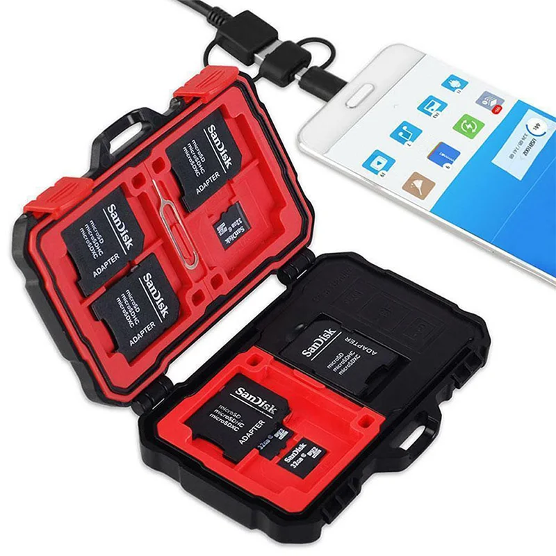 Portable SD Card Holder Waterproof and Shockproof SD Card Box Storage Can Be Used for SD/CF/TF