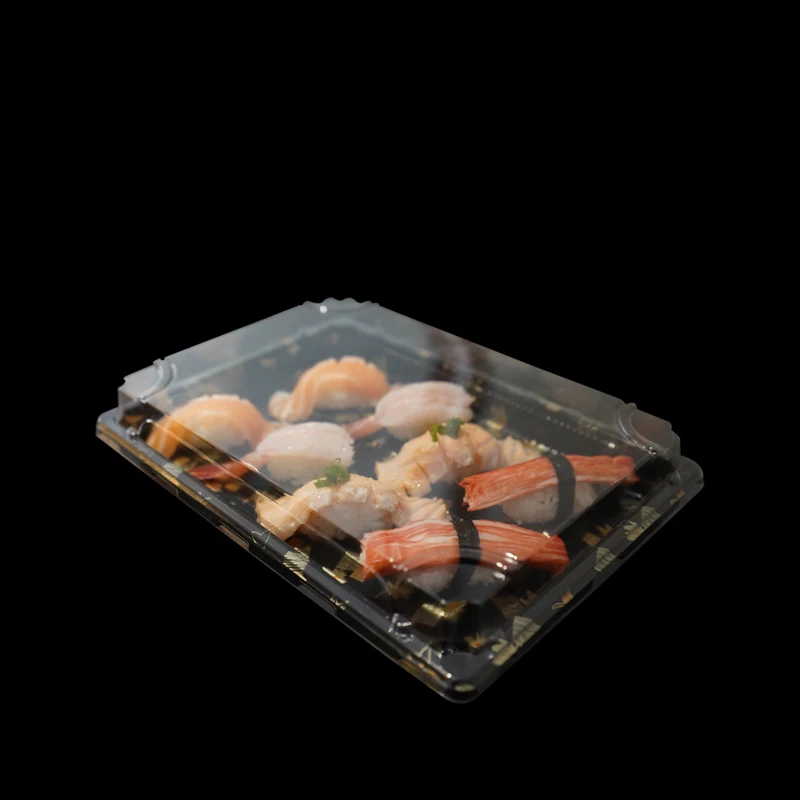 
Disposable To Go Sushi Food Container Plastic Japanese Tray Custom Printed Serving Sushi Packaging Box with Lid 