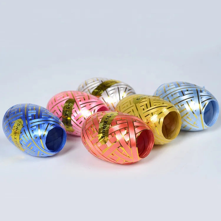 New promotional customized gift packing balloon ribbon rolls, christmas decoration 10m curly ribbon egg