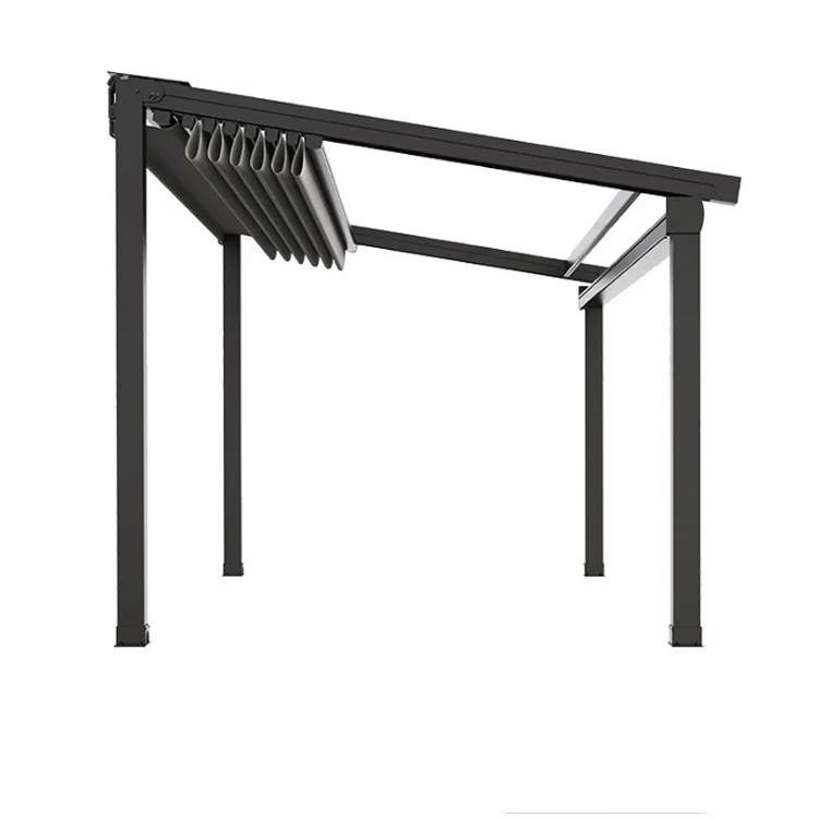 Outdoor sunshine room electric curtain double track folding canopy electric telescopic large roof roof canopy heat insulation