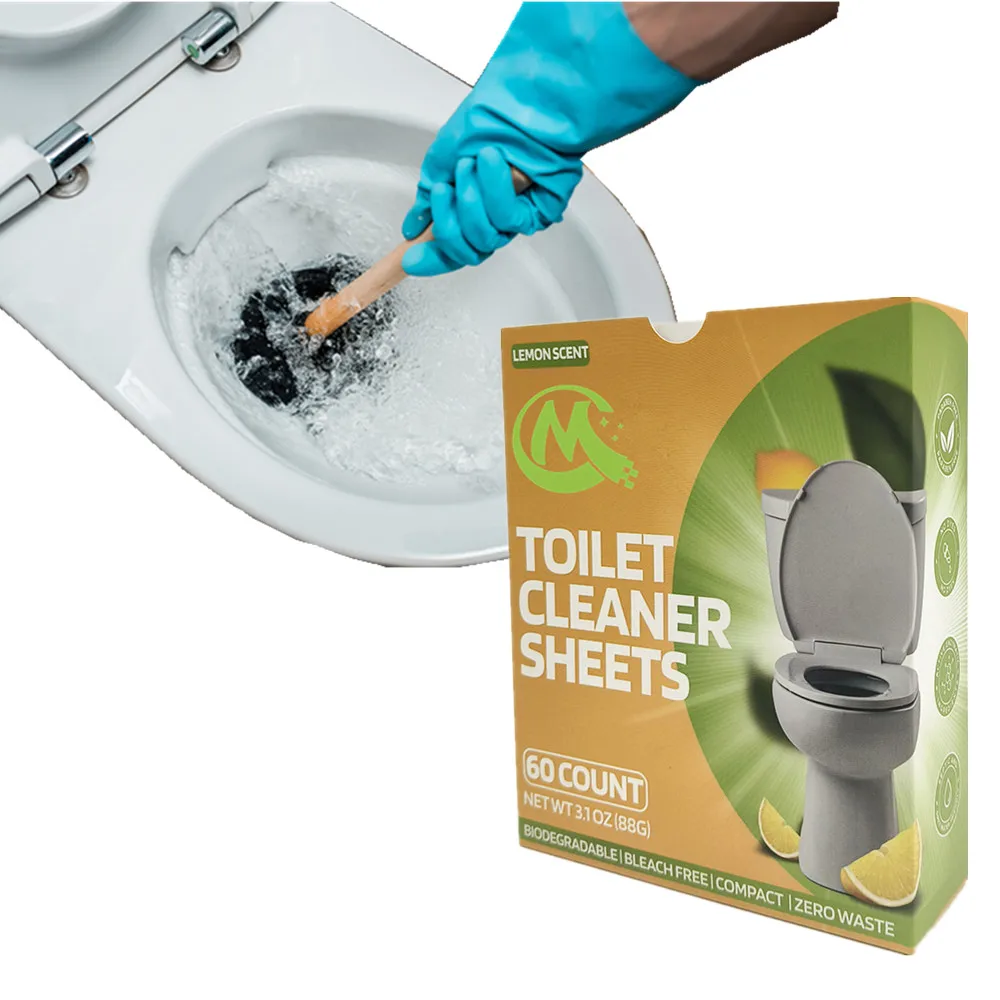 Private Label Plastic-Free Packaging Bathroom Freshener Natural Toilet Cleaner Strips Toilet Bowl Cleaning Sheet
