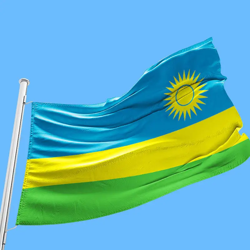 Huiyi Factory direct custom flag 100% Polyester Digital Printing Outdoor Country Flags of Rwandans 90*150cm