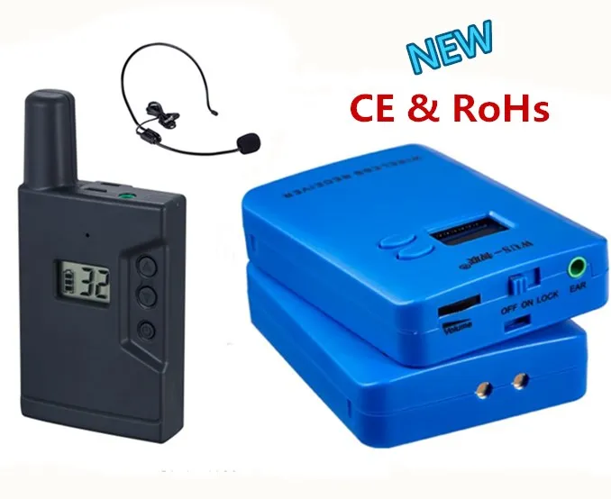 china factory price wireless tour guide walkietalkie 2 transmitter + 60 receiver for tour guide travel agency