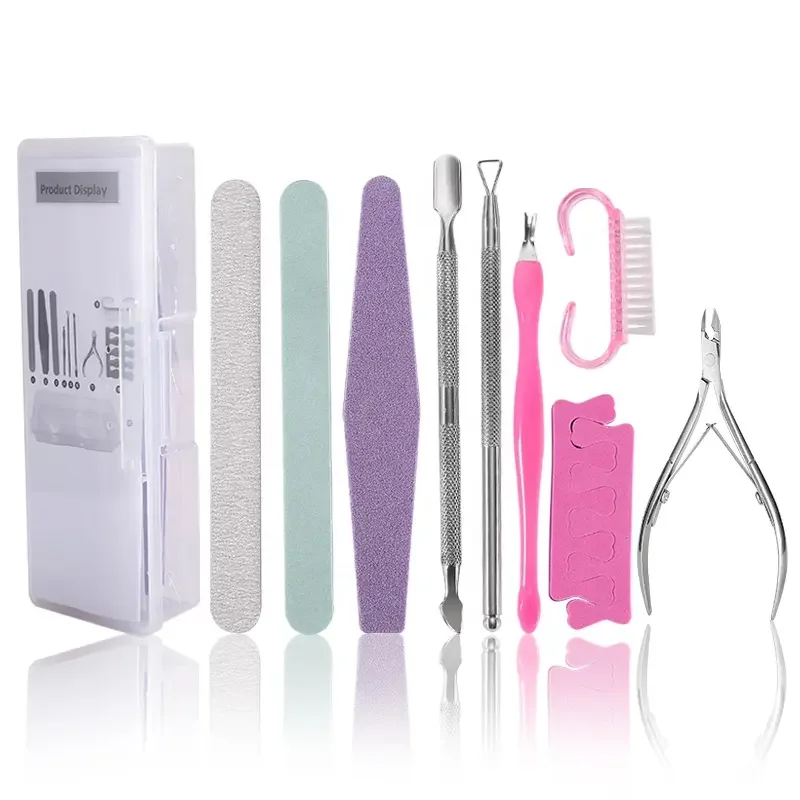 Good Quality Professional 10 pcs Nail Tool Set Manicure Tools Set With Plastic Box