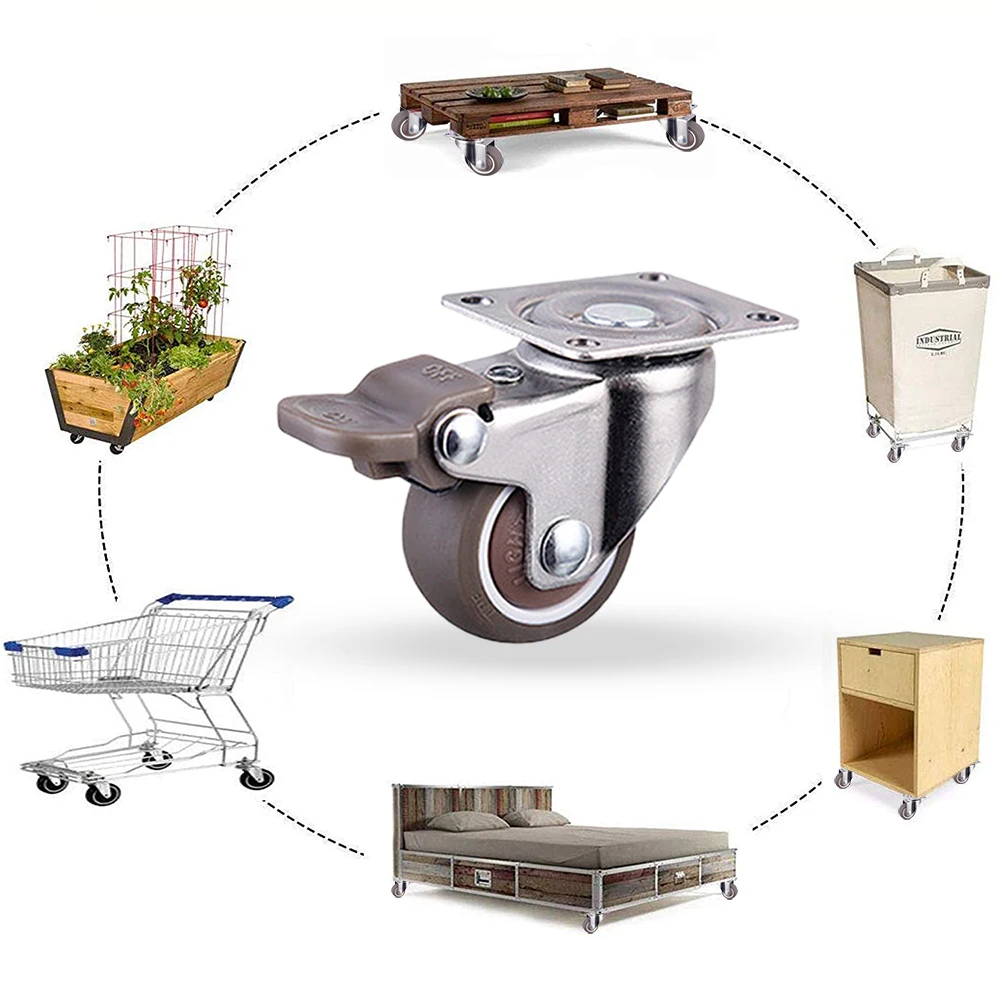 1.25 inch 32 mm TPE light duty  Furniture Silent Swivel Brake Small Caster Wheel Trolley Shopping Cart Universal Wheel