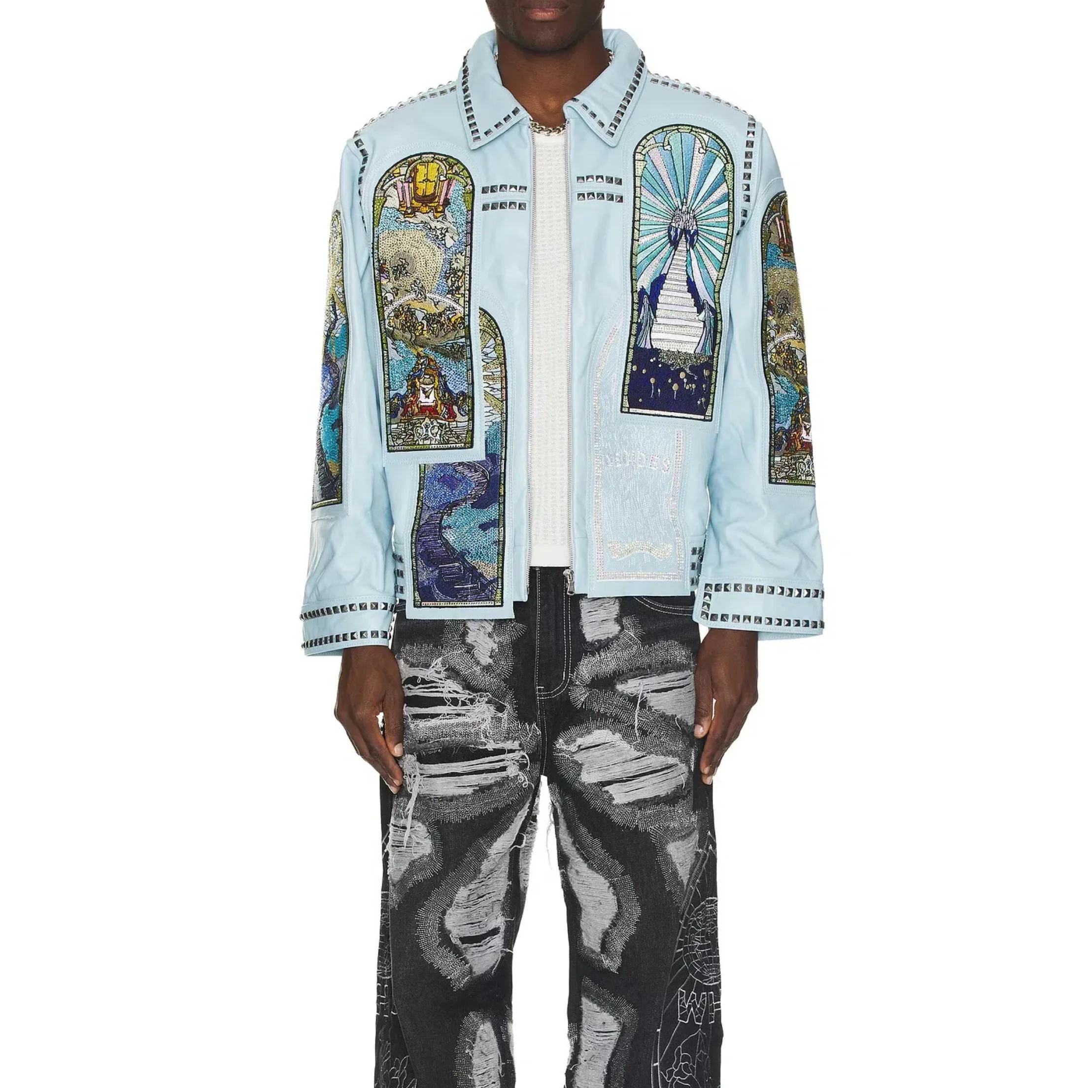 High Quality Vintage Style 3D Applique Embroidery Cropped Hoodie Jacket With Zipper For Men