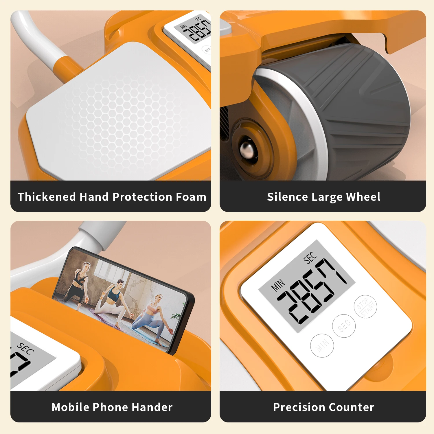 GORDON Free Sample Automatic Rebound Elbow Support Ab Rollers ab wheel roller kit Abdominal Core Exercise Wheel with Knee Mat