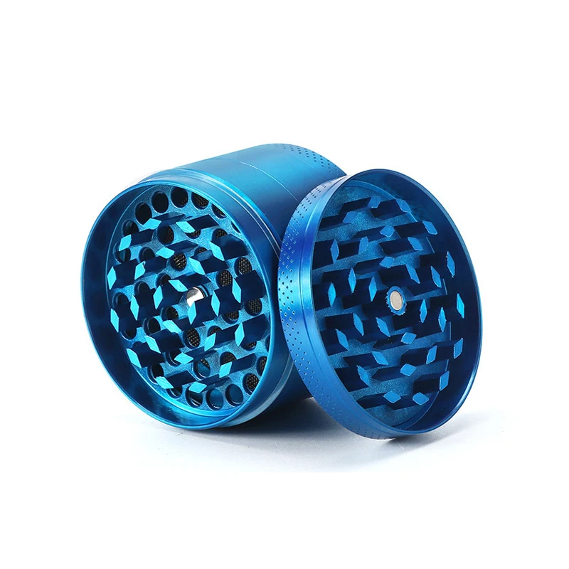 Custom Metal Manual Mini Blue Multifunctional Edge Grinder 63mm Zinc Alloy Seasonal Herb Matte Grinder Bulk Crusher Grinder Set