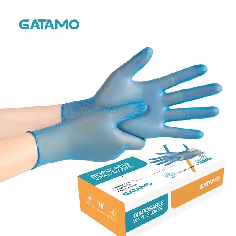 CV11 Hand gloves pvc Catering kitchen household cleaning blue powder free food grade vinyl gloves
