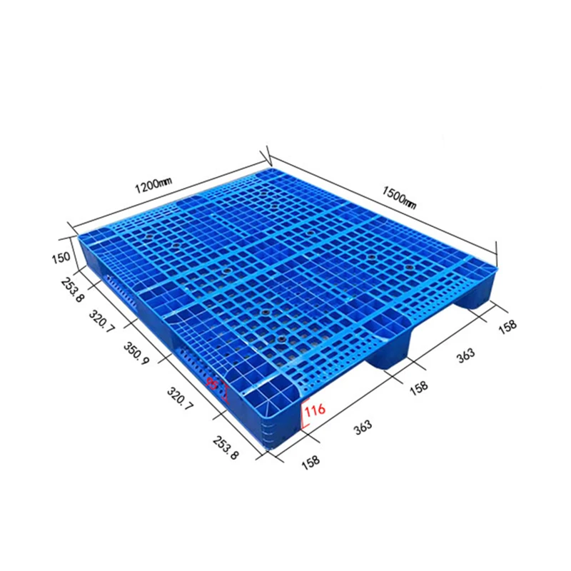LIKU Heavy Duty Euro Size Plastic Pallets Large HDPE Stackable Warehouse Storage Single Sided Palette for Warehouse Storage