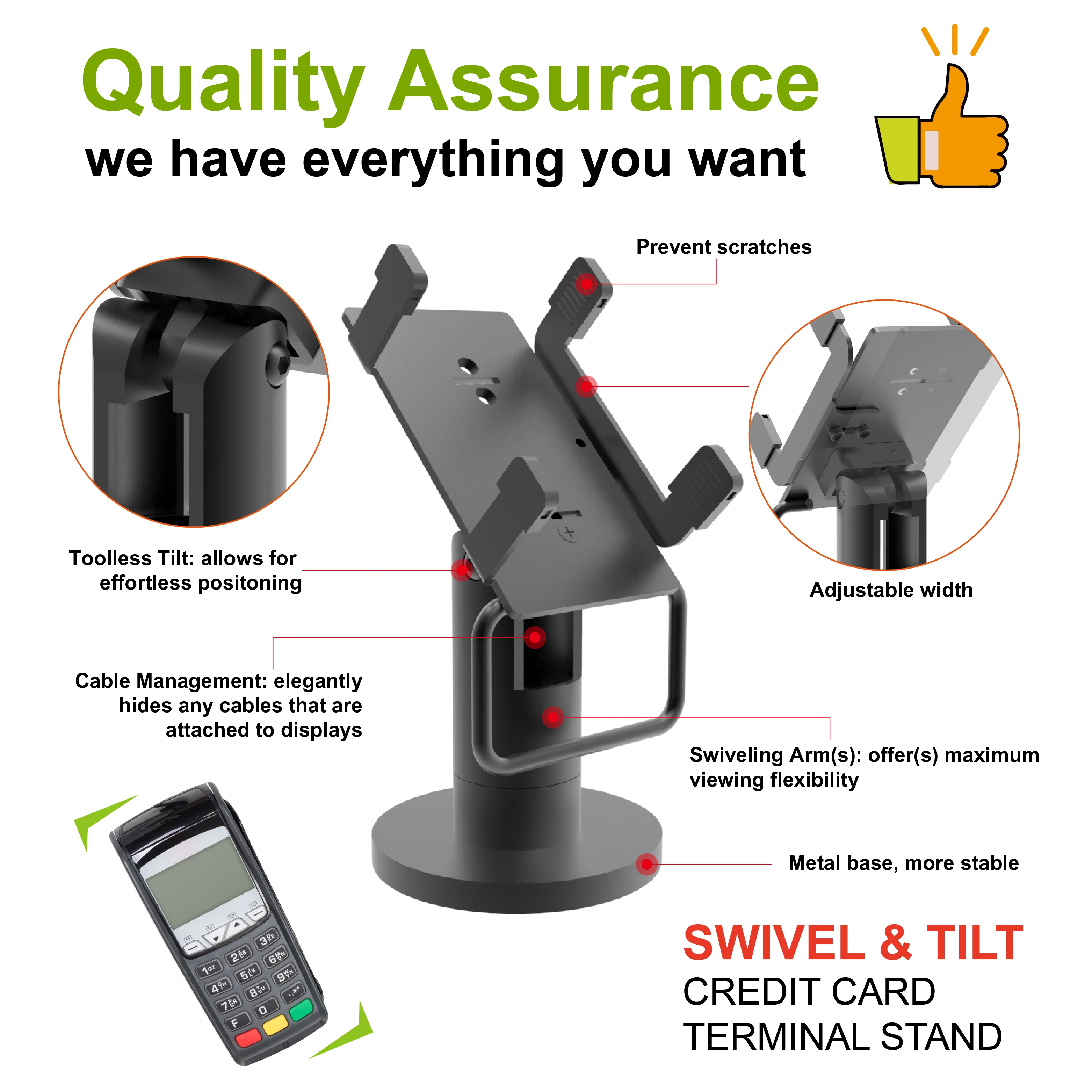 Charmount Amazon Top Seller Flexible Adjustable Angle Credit Card Terminal POS Stand
