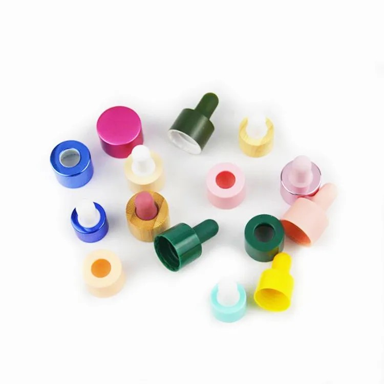 supply cheap low moq essential oil dropper bottle Accessory black 18mm plastic dropper cap