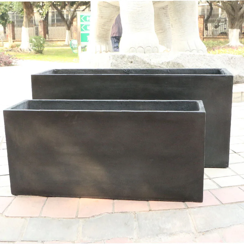 Outdoor High Strength Rectangular Plant box Large Stock Fiberglass Clay Plant Pots with Good Package