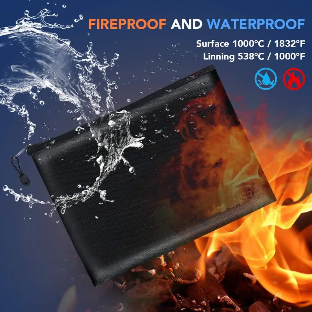 Custom Waterproof Fire Resistant Passport Money Documents Bags Fire Proof Document Bag