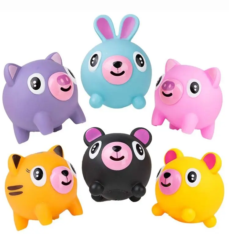 Squeezable Tongue Out Talking Animal Ball Stress Relieve Soft Ball Toy Fidget Sensory Popping Tongue Pig Toy for Kids Boys Girls