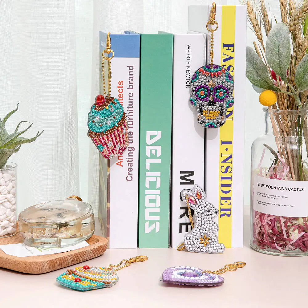 4/5pcs DIY Full Drill Special Shaped Diamond Painting Key Ring Elephant Keychain Gifts Embroidery Diamond Craft