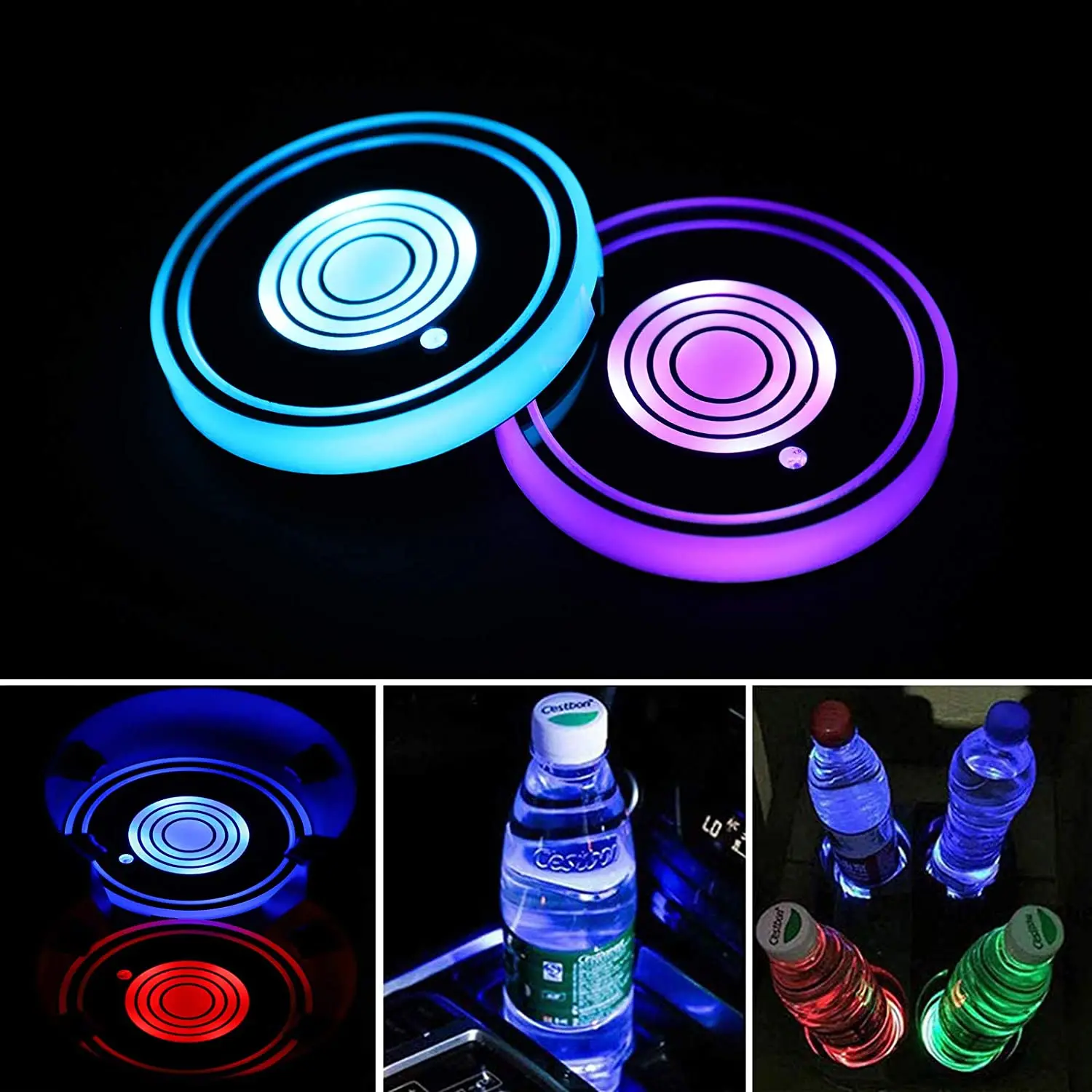 Car Accessories LED  Bottle cup mat intelligent luminous water coaster RGB 7 Colors Glowing cup pad auto lighting