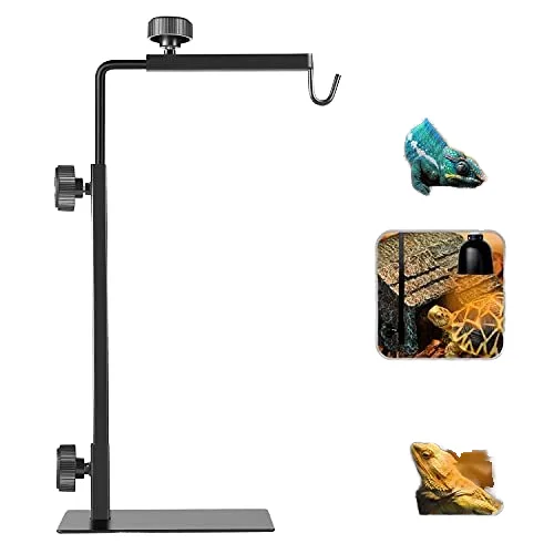 Reptile Lamp Stand Adjustable Swing Arm Retractable Metal Reptile Light Stand for Bearded Dragon Turtles