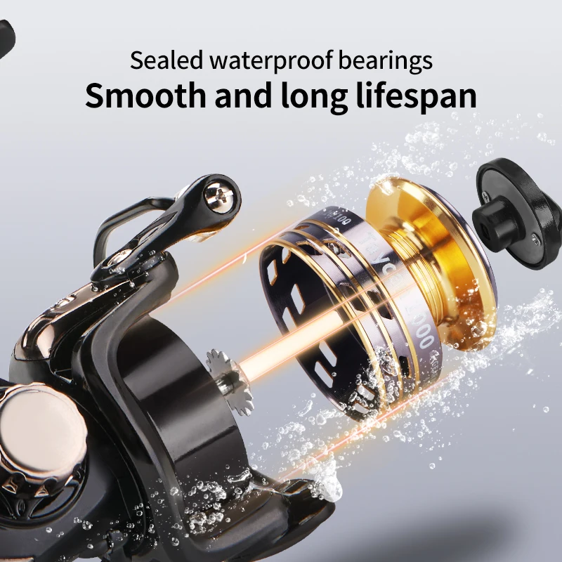OEM All Metal Fishing Spinner Reel Lightweight 800/1000 Speed Ratio 4.8:1 Max Power 6kg for Small Freshwater Fish Species